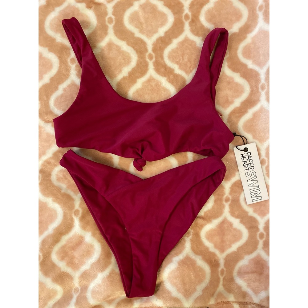 Paper Heart Swim Maroon Bikini Set NWT